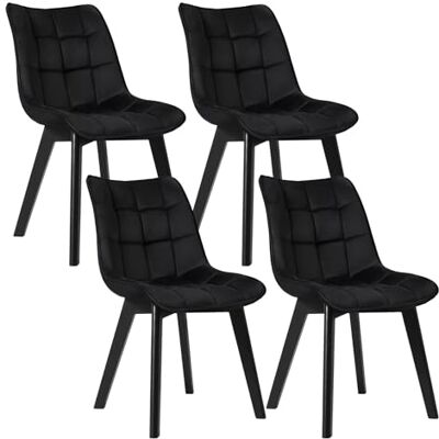 EUGAD Lot de 4 Chaises de Salle à Manger en Velours et Bois,Chaises Multi-Usage dans la Salon/la Cuisine/la Chambre,0656BY-4 Noir EUGAD Lot de 4 Chaises de Salle à Manger en Velours et Bois,Chaises Multi-Usage dans la Salon/la Cuisine/la Chambre,0656BY-4 Noir
