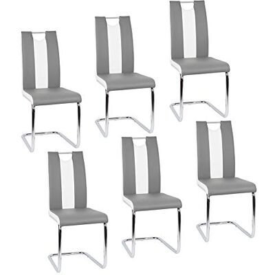 LANTUS Chaises Salle à Manger Chaise de Cuisine Modernes, Ergonomique, Polyuréthane (PU), Galvanisé, Scandinave, Salle à Manger, Cuisine, Bureau, Salon, Gris Clair + Blanc (6 pièces) LANTUS Chaises Salle à Manger Chaise de Cuisine Modernes, Ergonomique, Polyuréthane (PU), Galvanisé, Scandinave, Salle à Manger, Cuisine, Bureau, Salon, Gris Clair + Blanc (6 pièces)