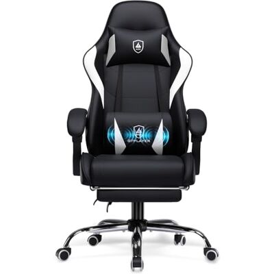 GTPLAYER , Chaise gamer, chaise de bureau, chaise gamer avec support lombaire de massage, appui-tête réglable, chaise de jeu ergonomique, repose-pieds, accoudoir de connexion et repose-pieds 150 kg GTPLAYER , Chaise gamer, chaise de bureau, chaise gamer avec support lombaire de massage, appui-tête réglable, chaise de jeu ergonomique, repose-pieds, accoudoir de connexion et repose-pieds 150 kg