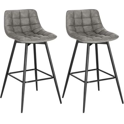 WOLTU Lot de 2 tabourets de bar en cuir synthétique souple avec pieds en métal Gris foncé WOLTU Lot de 2 tabourets de bar en cuir synthétique souple avec pieds en métal Gris foncé