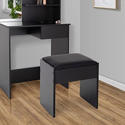 ECD Germany Tabouret de Coiffeuse, Noir, 40x43x29,5 cm, Design Élégant, Grand Confort Siege d'Assise, Banquette en Bois, Coussin Rembourré, Revêtement en Simili, Tabouret Maquillage, Banc Moderne ECD Germany Tabouret de Coiffeuse, Noir, 40x43x29,5 cm, Design Élégant, Grand Confort Siege d'Assise, Banquette en Bois, Coussin Rembourré, Revêtement en Simili, Tabouret Maquillage, Banc Moderne