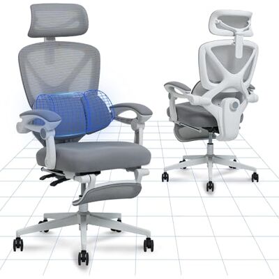 FLEXISPOT OC4 Chaise Bureau, Appui-tête 3D, Chaise Ergonomique en Maille Pivotante Réglable en Hauteur ave Auto-accoudoirs et Soutien Lombaire Indépendant en C, Gris FLEXISPOT OC4 Chaise Bureau, Appui-tête 3D, Chaise Ergonomique en Maille Pivotante Réglable en Hauteur ave Auto-accoudoirs et Soutien Lombaire Indépendant en C, Gris