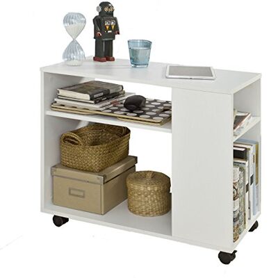 SoBuy Table d'appoint avec roulettes, Table roulante à 2 Niveaux avec étagères de Rangement, Bibliothèque Mobile pour Salon, Chambre, Bureau, L70 x P35 x H60cm Blanc FBT34-W SoBuy Table d'appoint avec roulettes, Table roulante à 2 Niveaux avec étagères de Rangement, Bibliothèque Mobile pour Salon, Chambre, Bureau, L70 x P35 x H60cm Blanc FBT34-W