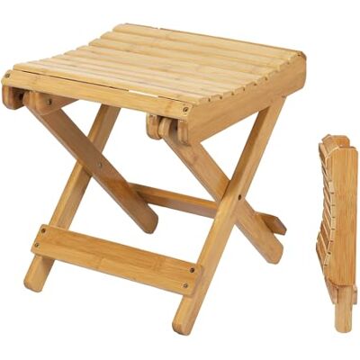 Spetebo Tabouret pliant en bambou naturel 28 x 28 cm Tabouret décoratif pliable universel Pour cuisine, salle de bain, couloir Spetebo Tabouret pliant en bambou naturel 28 x 28 cm Tabouret décoratif pliable universel Pour cuisine, salle de bain, couloir
