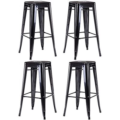 Duhome Tabouret de Bar Empilables Chaise Industriel Lot de 4 Tabouret Salle à Manger en Métal pour Bistrot Restaurant Cuisine Café (Noir, 76cm) Duhome Tabouret de Bar Empilables Chaise Industriel Lot de 4 Tabouret Salle à Manger en Métal pour Bistrot Restaurant Cuisine Café (Noir, 76cm)