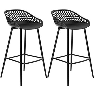 IDIMEX Lot de 2 tabourets de Bar IREK Chaise Haute pour Cuisine ou comptoir au Design Retro avec accoudoirs, en Plastique et métal Noirs, Hauteur d'assise 75 cm IDIMEX Lot de 2 tabourets de Bar IREK Chaise Haute pour Cuisine ou comptoir au Design Retro avec accoudoirs, en Plastique et métal Noirs, Hauteur d'assise 75 cm