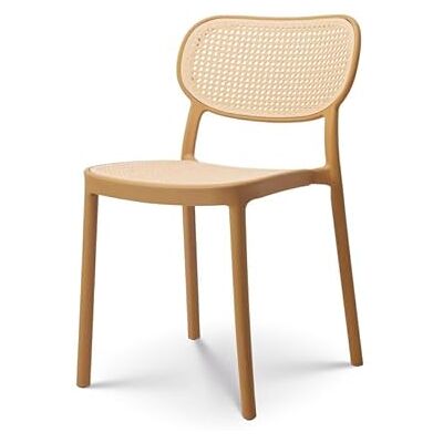 Kosmi Chaise de Salle à Manger Style Vintage en résine et Assise Effet cannage (Moutarde) Kosmi Chaise de Salle à Manger Style Vintage en résine et Assise Effet cannage (Moutarde)
