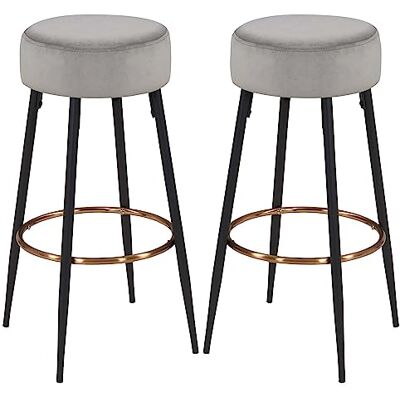 Duhome Tabouret de Bar Lot de 2 en Tissu Velours Rond Pieds en métal Hauteur 80 cm sélection de Couleur 5168A, Couleur:Gris, matière:Velours Duhome Tabouret de Bar Lot de 2 en Tissu Velours Rond Pieds en métal Hauteur 80 cm sélection de Couleur 5168A, Couleur:Gris, matière:Velours