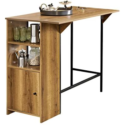SoBuy FWT98-PF Table de bar de cuisine avec plateau extensible Table à manger moderne avec espace de rangement pour cuisine, salon ou bar Design peu encombrant pour les petits espaces (l x H x P) 120 SoBuy FWT98-PF Table de bar de cuisine avec plateau extensible Table à manger moderne avec espace de rangement pour cuisine, salon ou bar Design peu encombrant pour les petits espaces (l x H x P) 120