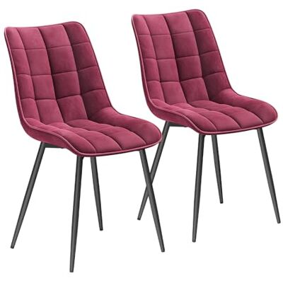 WOLTU BH142bd-2 Chaise de Salle à Manger Lot de 2 Chaise de Cuisine Assise rembourrée en Velours Pieds en métal Stable,Bordeaux WOLTU BH142bd-2 Chaise de Salle à Manger Lot de 2 Chaise de Cuisine Assise rembourrée en Velours Pieds en métal Stable,Bordeaux