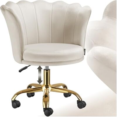 tectake Chaise de bureau ergonomique en coquillages, chaise de bureau, chaise de salon, salle à manger, chaise de cuisine, pour bureau, bureau et tabouret, coiffeuse, chaise en velours avec roulettes tectake Chaise de bureau ergonomique en coquillages, chaise de bureau, chaise de salon, salle à manger, chaise de cuisine, pour bureau, bureau et tabouret, coiffeuse, chaise en velours avec roulettes