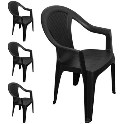Spetebo Chaise de jardin empilable, plastique effet rotin Chaise empilable en plastique 2 couleurs au choix 4 Stück anthrazit gris Spetebo Chaise de jardin empilable, plastique effet rotin Chaise empilable en plastique 2 couleurs au choix 4 Stück anthrazit gris