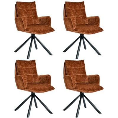 Duhome Chaise Salle à Manger Lot de 4 Fauteuil Chenille 360° Pivotant Siège Réinitialisation Automatique Coiffeuse Tabouret pour Cusine Bureau Chambre Salon, Orange Duhome Chaise Salle à Manger Lot de 4 Fauteuil Chenille 360° Pivotant Siège Réinitialisation Automatique Coiffeuse Tabouret pour Cusine Bureau Chambre Salon, Orange