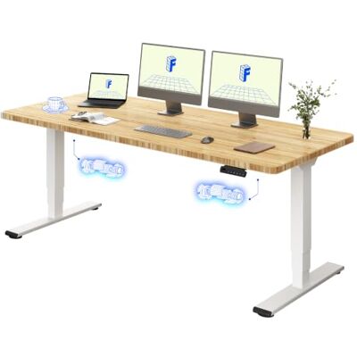 FLEXISPOT Bureau Assis Debout 180x80 Double Moteur Plateau Bambou Plateau monobloc en bambou massif, 4 mémoires, anti-collision, garantie cadre 5 ans, Blanc+Bambou FLEXISPOT Bureau Assis Debout 180x80 Double Moteur Plateau Bambou Plateau monobloc en bambou massif, 4 mémoires, anti-collision, garantie cadre 5 ans, Blanc+Bambou