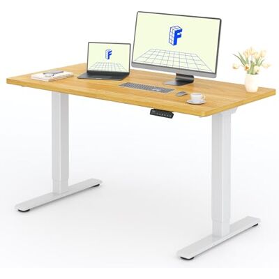 FLEXISPOT Bureau Assis Debout avec 2 Moteurs, 140x80 Une Pièce, 100kg Charge, Bureau Debout Réglable en Hauteur Électrique, Panneau de Contrôle à Fonctions Mémoires(Blanc+Érable) FLEXISPOT Bureau Assis Debout avec 2 Moteurs, 140x80 Une Pièce, 100kg Charge, Bureau Debout Réglable en Hauteur Électrique, Panneau de Contrôle à Fonctions Mémoires(Blanc+Érable)