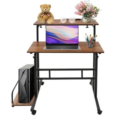 Snnowdate Table Pliante avec Panneau Inclinable Bureau (Noyer) Informatique avec Plateau d'Accueil Déployable,Réglable Hauteur 67-115cm, 6 Roulettes Freinées, Bureau Ergonomique Pliable Snnowdate Table Pliante avec Panneau Inclinable Bureau (Noyer) Informatique avec Plateau d'Accueil Déployable,Réglable Hauteur 67-115cm, 6 Roulettes Freinées, Bureau Ergonomique Pliable