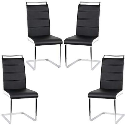 LANTUS Lot de 4 chaises de Salle à Manger ou Cuisine avec Assise rembourrée et piètement chromé,Chaise Cantilever Lot de 4 chaises, testé par SGS(4 grilles (Noir + Blanc), 4PC) LANTUS Lot de 4 chaises de Salle à Manger ou Cuisine avec Assise rembourrée et piètement chromé,Chaise Cantilever Lot de 4 chaises, testé par SGS(4 grilles (Noir + Blanc), 4PC)