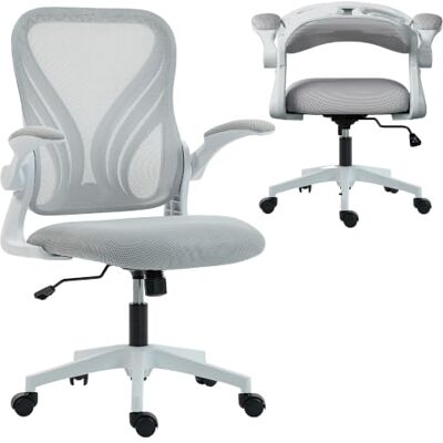 HOMCOM Chaise Bureau Ergonomique Dossier Rabattable Gris Clair Fauteuil de Bureau en Maille, Accoudoirs Relevables, Soutien Lombaire, Fonction de Bascule, Pivotant 360° HOMCOM Chaise Bureau Ergonomique Dossier Rabattable Gris Clair Fauteuil de Bureau en Maille, Accoudoirs Relevables, Soutien Lombaire, Fonction de Bascule, Pivotant 360°