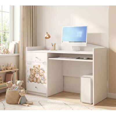 Happy Babies Grand bureau pour enfant, blanc, 125 x 60 cm, avec 4 tiroirs, bureau d'étudiant pour garçons et filles, table d'apprentissage avec motif au choix (n° 460) Happy Babies Grand bureau pour enfant, blanc, 125 x 60 cm, avec 4 tiroirs, bureau d'étudiant pour garçons et filles, table d'apprentissage avec motif au choix (n° 460)