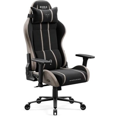 Diablo chaise gaming grande taille ergonomique fauteuil gamer robuste jusqu’à 160 kg tissu respirant dossier inclinable 140 degrés accoudoirs réglables soutien lombaire bureau confort Camel Black Diablo chaise gaming grande taille ergonomique fauteuil gamer robuste jusqu’à 160 kg tissu respirant dossier inclinable 140 degrés accoudoirs réglables soutien lombaire bureau confort Camel Black