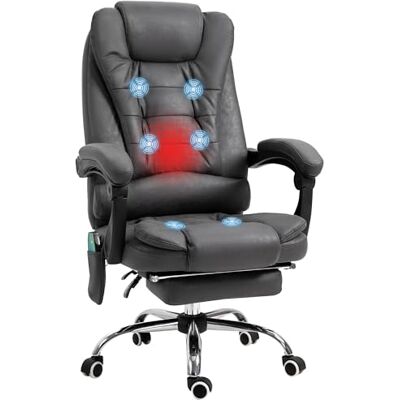 Vinsetto Chaise de Bureau Massage et Chauffage Ergonomique Réglable en Hauteur Dossier Inclinable Repose-Pieds Télécommande Filaire Rotation 360° Tissu Microfibre Gris Foncé Vinsetto Chaise de Bureau Massage et Chauffage Ergonomique Réglable en Hauteur Dossier Inclinable Repose-Pieds Télécommande Filaire Rotation 360° Tissu Microfibre Gris Foncé