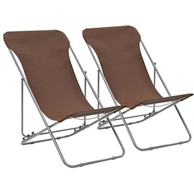 vidaXL Chaises pliantes (lot de 2) en acier et tissu Oxford marron vidaXL Chaises pliantes (lot de 2) en acier et tissu Oxford marron