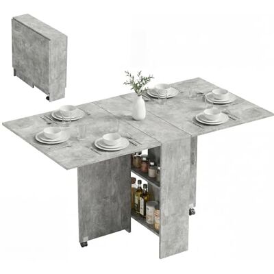 HOMCOM Table Pliante de Cuisine sur Roulettes 75L x 140l x 74H cm Gris HOMCOM Table Pliante de Cuisine sur Roulettes 75L x 140l x 74H cm Gris