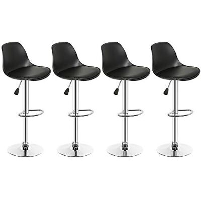 LANTUS Lot de 4 tabourets de Bar, Tabouret de Bar en Cuir synthétique réglable en Hauteur,tabourets de Bar Cuisine Design SIG,Réglable en Hauteur et Rotative à 360°-Noir-4pc LANTUS Lot de 4 tabourets de Bar, Tabouret de Bar en Cuir synthétique réglable en Hauteur,tabourets de Bar Cuisine Design SIG,Réglable en Hauteur et Rotative à 360°-Noir-4pc