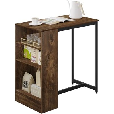 WOLTU Table de bar 90 x 50 x 90 cm Table haute avec 3 étagères En métal et bois Pour bar, cuisine, salon Aspect bois vintage + noir WOLTU Table de bar 90 x 50 x 90 cm Table haute avec 3 étagères En métal et bois Pour bar, cuisine, salon Aspect bois vintage + noir
