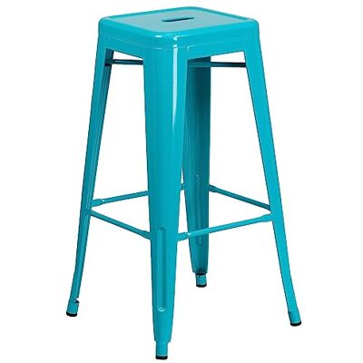 Flash Furniture Tabouret de bar haut dossier intérieur/extérieur, métal, cristal, bleu sarcelle, 78,74 x 45,72 x 44,45 cm Flash Furniture Tabouret de bar haut dossier intérieur/extérieur, métal, cristal, bleu sarcelle, 78,74 x 45,72 x 44,45 cm
