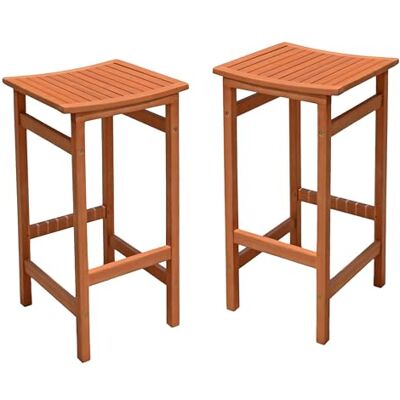 Spetebo Lot de 2 tabourets de bar de jardin, en bois massif FSC, huilés, 75 x 42 cm, charge maximale : 100 kg, pour l'extérieur, sans dossier Spetebo Lot de 2 tabourets de bar de jardin, en bois massif FSC, huilés, 75 x 42 cm, charge maximale : 100 kg, pour l'extérieur, sans dossier