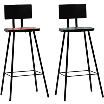 vidaXL Lot de 2 Tabourets de Bar, Chaise de Pub, Siège de Bistrot, Meuble de Salle à Manger Cuisine Salon Maison Intérieur, Bois Massif de Récupération vidaXL Lot de 2 Tabourets de Bar, Chaise de Pub, Siège de Bistrot, Meuble de Salle à Manger Cuisine Salon Maison Intérieur, Bois Massif de Récupération