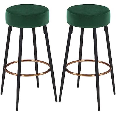 Duhome Lot de 2 tabourets de bar ronds en tissu velours Armature en métal bien rembourré Hauteur d'assise : 80 cm Couleur : vert foncé Matériau : velours Duhome Lot de 2 tabourets de bar ronds en tissu velours Armature en métal bien rembourré Hauteur d'assise : 80 cm Couleur : vert foncé Matériau : velours