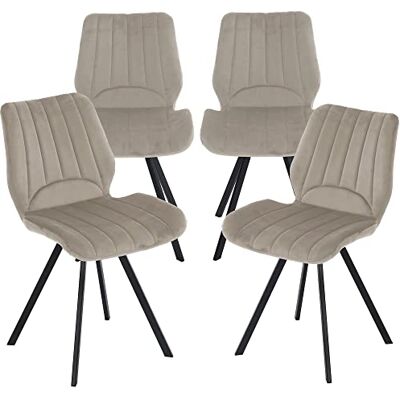 Trisens Lot de 4 chaises de salle à manger rembourrées avec dossier et assise en velours et structure en métal Couleur : taupe Trisens Lot de 4 chaises de salle à manger rembourrées avec dossier et assise en velours et structure en métal Couleur : taupe
