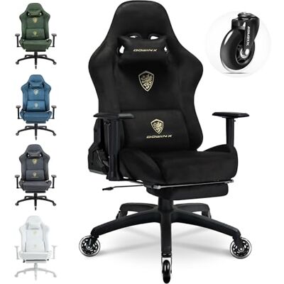 Dowinx Chaise de jeu, respirante et ergonomique, en velours microfibre, assise douce comme de la fourrure, chaise de bureau réglable, avec repose-pieds, noir clair Dowinx Chaise de jeu, respirante et ergonomique, en velours microfibre, assise douce comme de la fourrure, chaise de bureau réglable, avec repose-pieds, noir clair