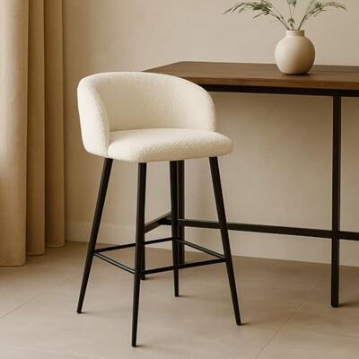 Milton Bouclette Tabouret de Bar Bas Budapest Off White Noir Milton Bouclette Tabouret de Bar Bas Budapest Off White Noir