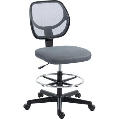 Vinsetto Chaise Bureau Ergonomique Repose-Pieds Pivotant 360° Gris Foncé Vinsetto Chaise Bureau Ergonomique Repose-Pieds Pivotant 360° Gris Foncé