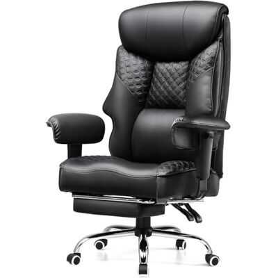 COMHOMA Chaise de jeu, pour personnes grandes et lourdes, ergonomique, jusqu'à 180 kg, coussin d'assise 3D, réglable, avec repose-pieds, cuir synthétique, grand confort, pour bureau et jeux, noir COMHOMA Chaise de jeu, pour personnes grandes et lourdes, ergonomique, jusqu'à 180 kg, coussin d'assise 3D, réglable, avec repose-pieds, cuir synthétique, grand confort, pour bureau et jeux, noir