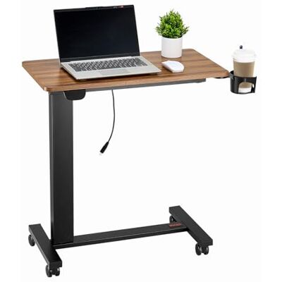 VEVOR Table de lit mobile à 4 roues, élévation électrique avec bouton de mise à niveau, bureau pour ordinateur portable à roulettes avec porte-gobelet, bureau de surlit réglable en hauteur VEVOR Table de lit mobile à 4 roues, élévation électrique avec bouton de mise à niveau, bureau pour ordinateur portable à roulettes avec porte-gobelet, bureau de surlit réglable en hauteur