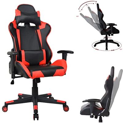 VDD Chaise de bureau Racing Gaming Chair Style High Design Thomas rouge noir VDD Chaise de bureau Racing Gaming Chair Style High Design Thomas rouge noir