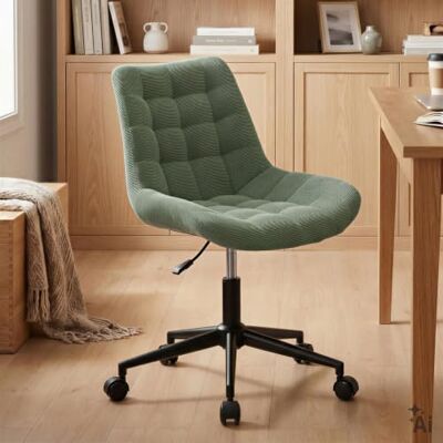 IDIMEX VASILO Chaise de bureau pivotante à hauteur réglable en hauteur avec structure en métal noir et 5 roulettes doubles avec rembourrage confortable de l'assise et du dossier Vert IDIMEX VASILO Chaise de bureau pivotante à hauteur réglable en hauteur avec structure en métal noir et 5 roulettes doubles avec rembourrage confortable de l'assise et du dossier Vert