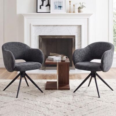 Duhome Lot de 2 chaises de salle à manger pivotantes à 180° en chenille, gris foncé Duhome Lot de 2 chaises de salle à manger pivotantes à 180° en chenille, gris foncé