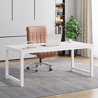 Tribesigns Bureau d'ordinateur, 160 x 80 x 75 cm, pour ordinateur portable, salle à manger, jeu Pour étude, bureau à domicile Assemblage simple Design industriel (blanc, 160 cm de large) Tribesigns Bureau d'ordinateur, 160 x 80 x 75 cm, pour ordinateur portable, salle à manger, jeu Pour étude, bureau à domicile Assemblage simple Design industriel (blanc, 160 cm de large)