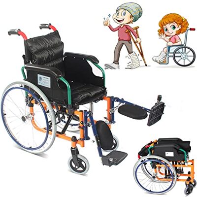 faginx Fauteuils roulants automoteurs pour enfants âgés de 4 à 12 ans (largeur du siège : 35 cm), fauteuils roulants pliables en alliage d'aluminium pour enfants, design de levage à 90 °/accoudoir faginx Fauteuils roulants automoteurs pour enfants âgés de 4 à 12 ans (largeur du siège : 35 cm), fauteuils roulants pliables en alliage d'aluminium pour enfants, design de levage à 90 °/accoudoir