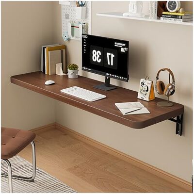 SXZenSpace Table pliante à fixation murale, bureau d'ordinateur, bureau de jeu, établi pliable en bois rustique robuste pour bar, buanderie, salle à manger (marron, 20 x 80 cm) SXZenSpace Table pliante à fixation murale, bureau d'ordinateur, bureau de jeu, établi pliable en bois rustique robuste pour bar, buanderie, salle à manger (marron, 20 x 80 cm)