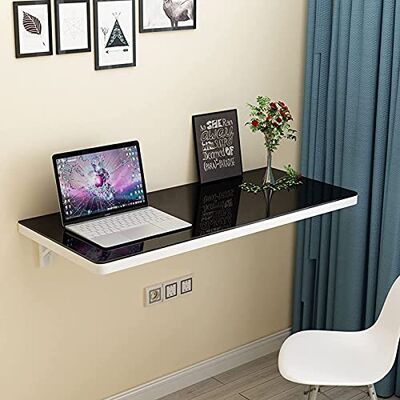 ZNGEPHAP Table murale pliante avec plateau en verre trempé et cadre en acier audacieux pour économiser de l'espace pour bureau, cuisine, couloir, chambre à coucher ZNGEPHAP Table murale pliante avec plateau en verre trempé et cadre en acier audacieux pour économiser de l'espace pour bureau, cuisine, couloir, chambre à coucher