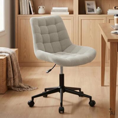IDIMEX VASILO Chaise de bureau, pivotante, réglable en hauteur, avec structure en métal noir, rembourrée, en velours côtelé, beige IDIMEX VASILO Chaise de bureau, pivotante, réglable en hauteur, avec structure en métal noir, rembourrée, en velours côtelé, beige