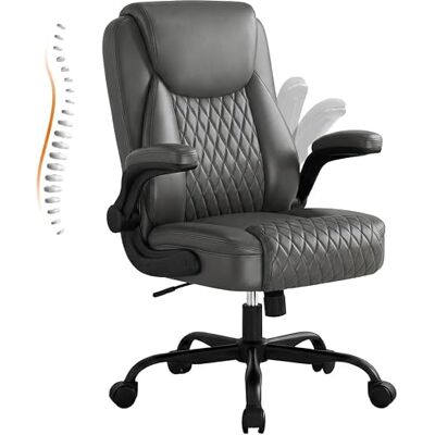 GTPLAYER Chaise de bureau ergonomique, chaise de bureau avec dossier haut, accoudoirs rabattables, hauteur réglable, cuir synthétique, siège extra large, pour bureau et bureau à domicile, gris GTPLAYER Chaise de bureau ergonomique, chaise de bureau avec dossier haut, accoudoirs rabattables, hauteur réglable, cuir synthétique, siège extra large, pour bureau et bureau à domicile, gris