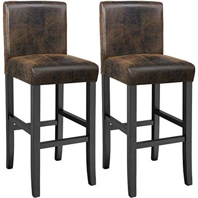 tectake ® Tabouret de bar avec dossier, Lot de 2, Hauteur d'assise 76 cm, Pieds de chaise en bois massif, Avec repose-pieds, Tabouret avec revêtement en cuir artificiel, Div. couleurs, Marron antique tectake ® Tabouret de bar avec dossier, Lot de 2, Hauteur d'assise 76 cm, Pieds de chaise en bois massif, Avec repose-pieds, Tabouret avec revêtement en cuir artificiel, Div. couleurs, Marron antique