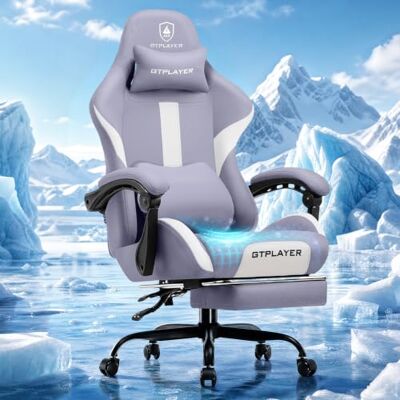 GTPLAYER Chaise Gaming Tissu, Chaise Bureau, Chaise Ergonomique, Chaise Gamer, Support Lombaire Et Appui-TêTe, Chaise De Jeu RéGlable En Hauteur, Chaise D'Ordinateur Pivotante, Violet GTPLAYER Chaise Gaming Tissu, Chaise Bureau, Chaise Ergonomique, Chaise Gamer, Support Lombaire Et Appui-TêTe, Chaise De Jeu RéGlable En Hauteur, Chaise D'Ordinateur Pivotante, Violet